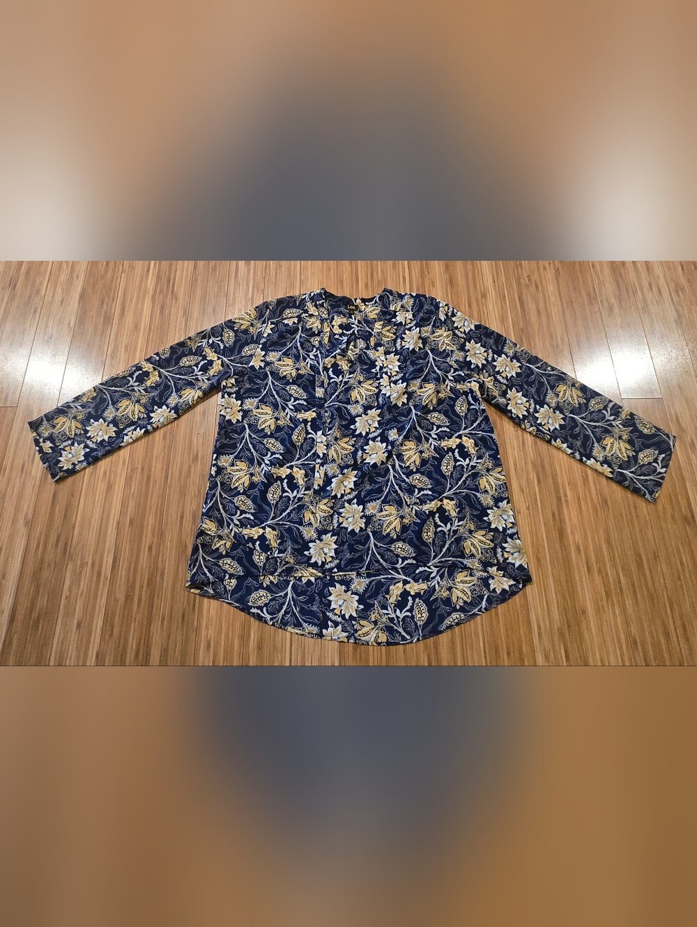 Lee Floral Print Navy Long-Sleeve Women's Blouse